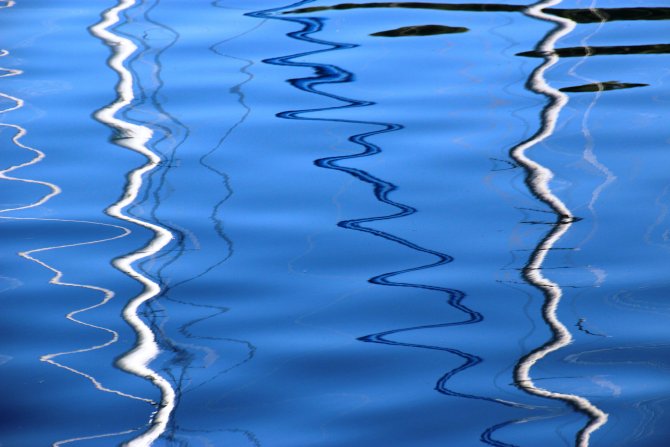 Strahlend blaues Wasser mit Wellenmuster